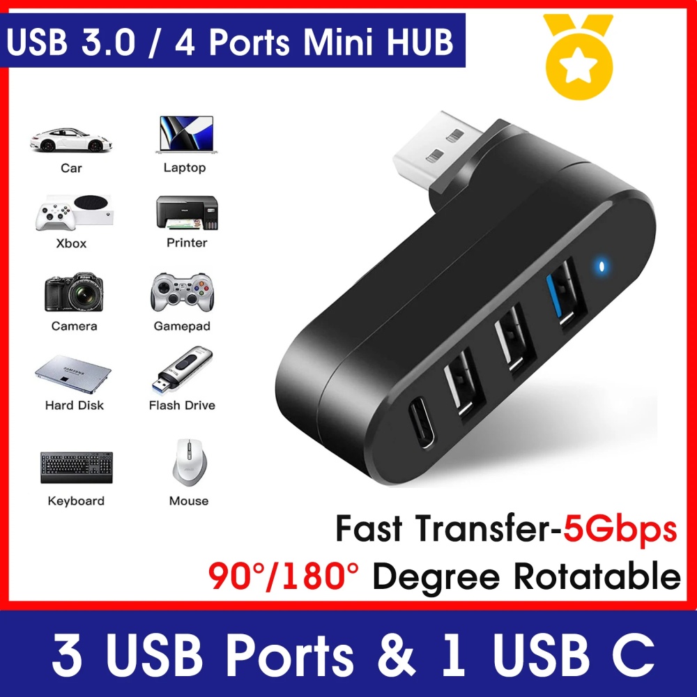 Laptop Accessories And Gadgets - Mini-Splitter, 4 Anschlüsse, USB-Hub 3.0, Box,