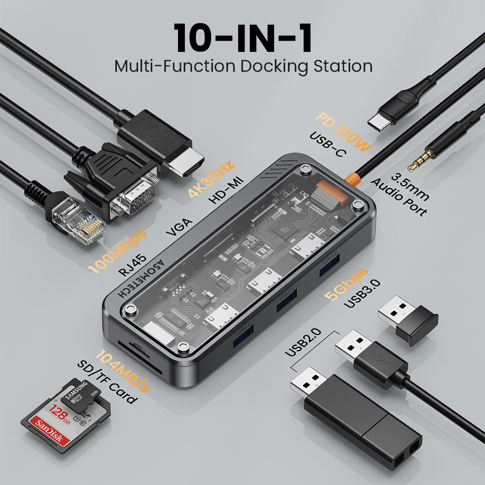 10 In 1 Hub USB 3,0 Typ C Zu H – Mac Laptop Accessories Bewertung und Preis